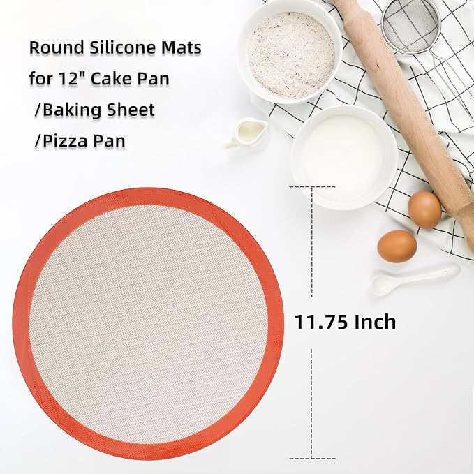 Round Silicone Baking Mats for 12 Inch Pizza Pan, 12 Inch Large Pizza Mat or - Image 2