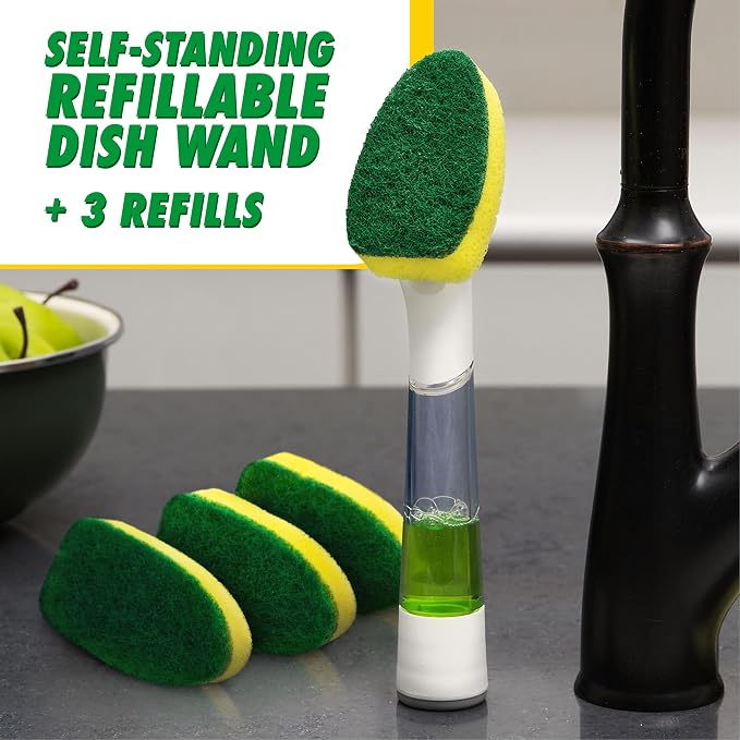 Libman Dishmatic I-Stand Dish Wand Kit, Kitchen Cleaning Scrub Brush - Image 2