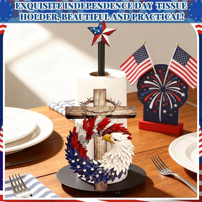 Thyle 4th of July Patriotic Paper Towel Holder, Metal Countertop Stand - Image 7