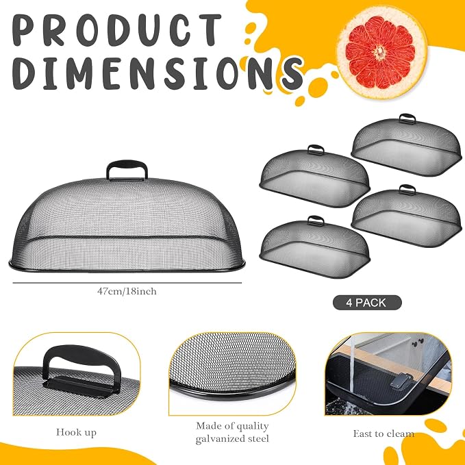 Hicarer 4 Pcs Metal Mesh Screen Food Cover - Image 2