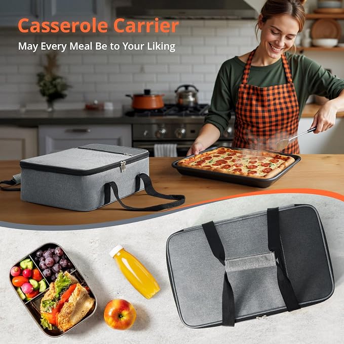 Insulated Casserole Carrier for Hot or Cold Food, Pie Carrier Bag Lunch Tote - Image 6