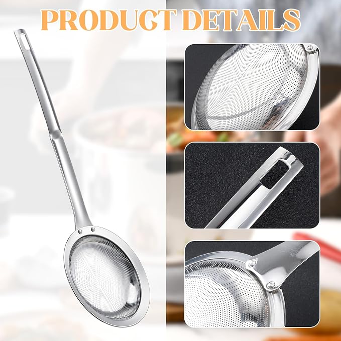 Skimmer Spoon Filter Grease Foam Fine Mesh Stainless Steel Sieve Colander - Image 6