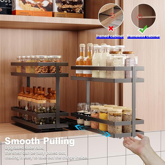 Mustorn 4 Pack Pull Out Spice Rack Organizer - Image 2