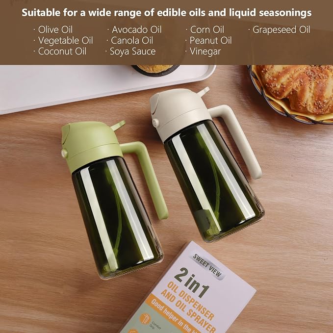 SWEET VIEW Olive Oil Dispenser and Oil Sprayer – 16oz/470ml Glass Light-Proof - Image 7