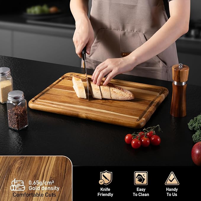 Teak Cutting Board 15inch Non Slip Over Sink Kitchen 2025 First Apartment - Image 5