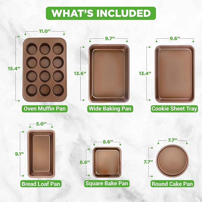 NutriChef 6-Piece Nonstick Bakeware Set, Carbon Steel Baking Pans Set, Includes - Image 3