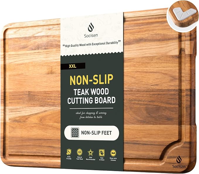 Extra Large Teak Wood Cutting Board 20inch by Socisen
