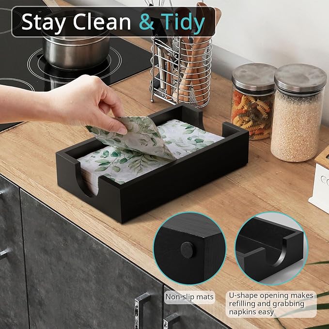Napkin Holder for Bathroom, Wooden Guest Towel Holder Tray for Bathroom - Image 3