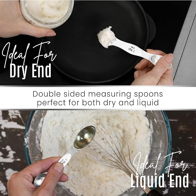 Magnetic Measuring Spoons Set of 9 Stainless Steel Dual-Sided Stackable - Image 6