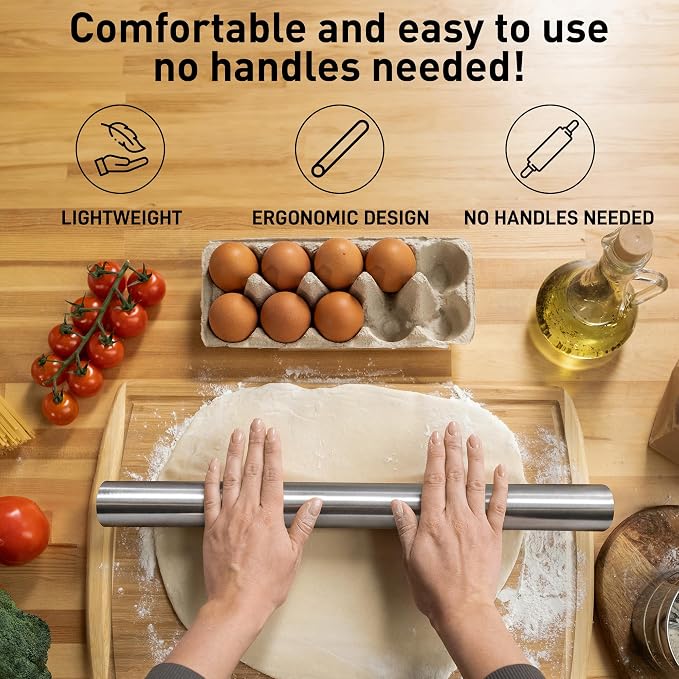 Zulay Kitchen 15.9 inch Professional Stainless Steel Rolling Pin - Image 3