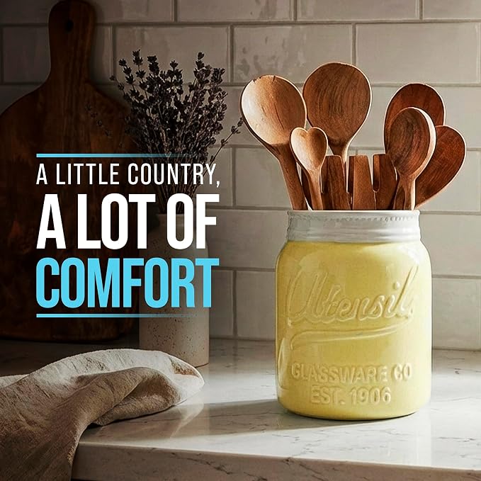Comfify Wide Mouth Mason Jar Utensil Holder Decorative Kitchenware Organizer - Image 8