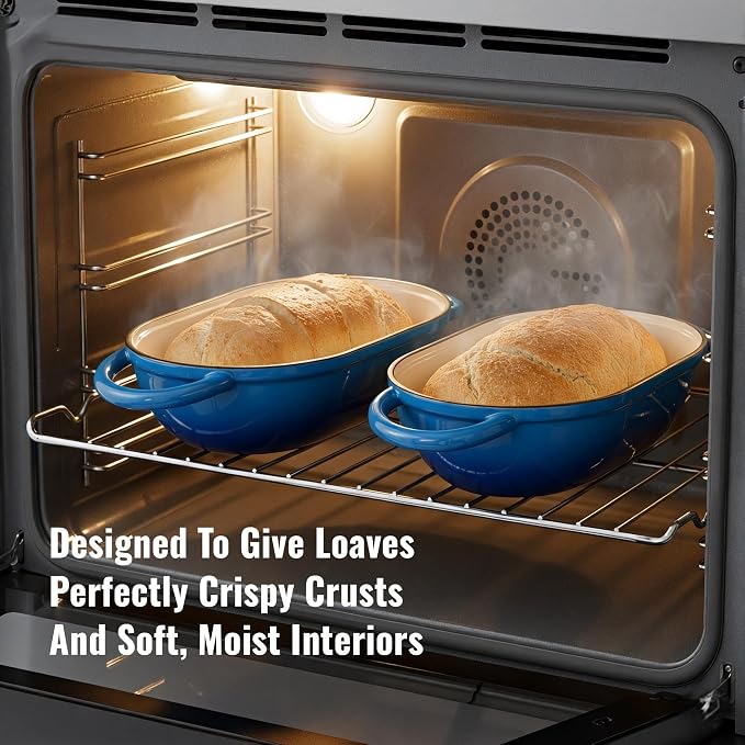 2 QT Oval Dutch Oven for Bread Baking, Enamelled Cast Iron Bread Oven for - Image 5