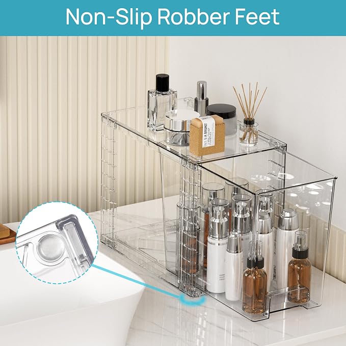 Vtopmart 4 Pack Clear Stackable Storage Drawers, 9.7" High Plastic Organizers - Image 9