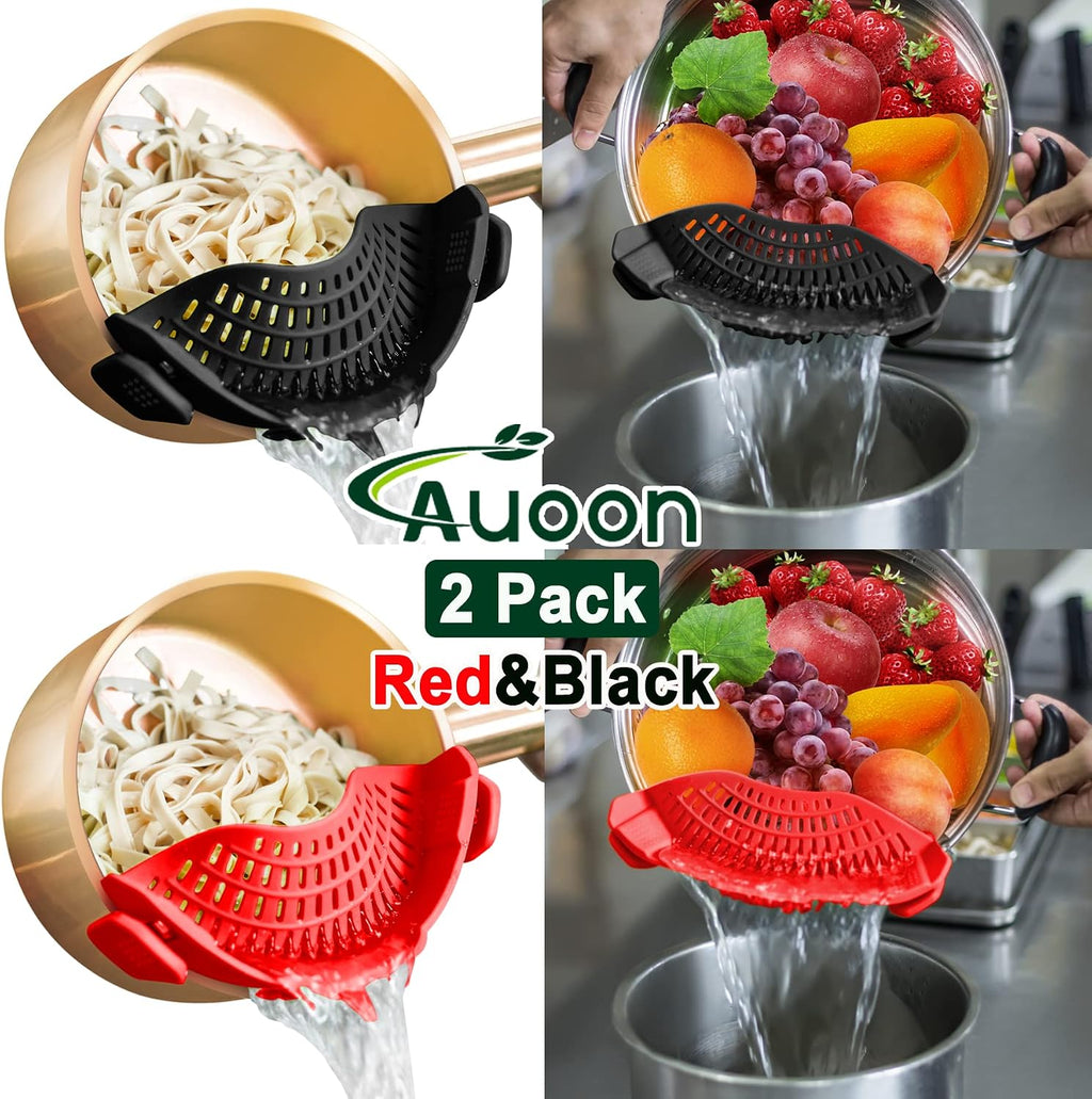 AUOON Clip On Strainer for Pots, 2Pack, Standard 8.86 x 3.55 in