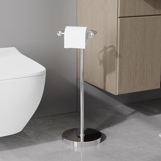 RARXTR Toilet Paper Holder Stand, Post Pivoting Design Free Standing Toilet - Image 2