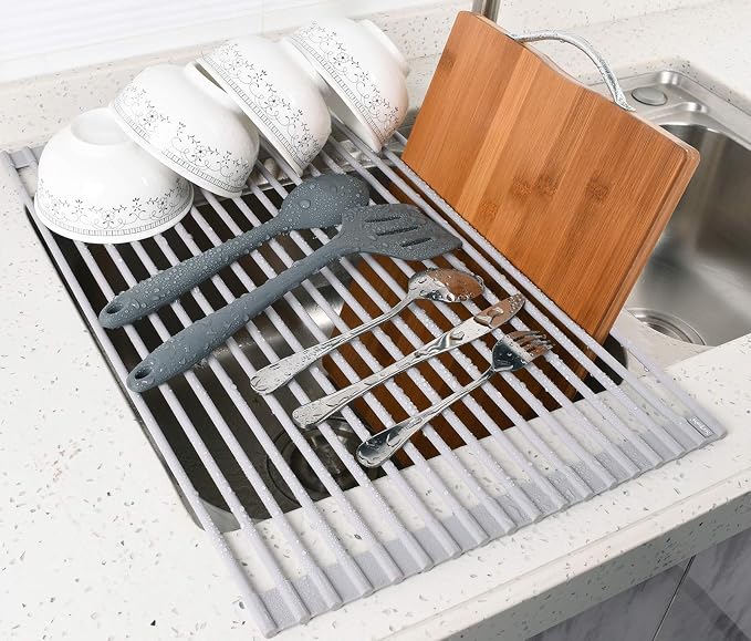 Surpahs 17.5 x 13.1 Inch Roll-Up Dish Drying Rack, Fits Across Sink Openings up - Image 7