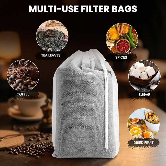 Cold Brew Bags, 8 * 12 Inch Fine Mesh Drawstring Pouches, Fits Mason Jars & - Image 5