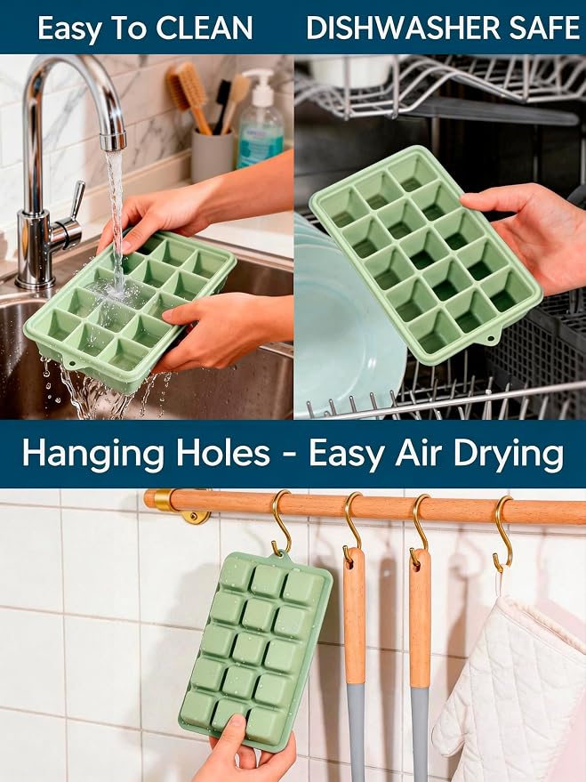 Silicone Ice Cube Tray, 2 Pack Ice Trays - Image 6