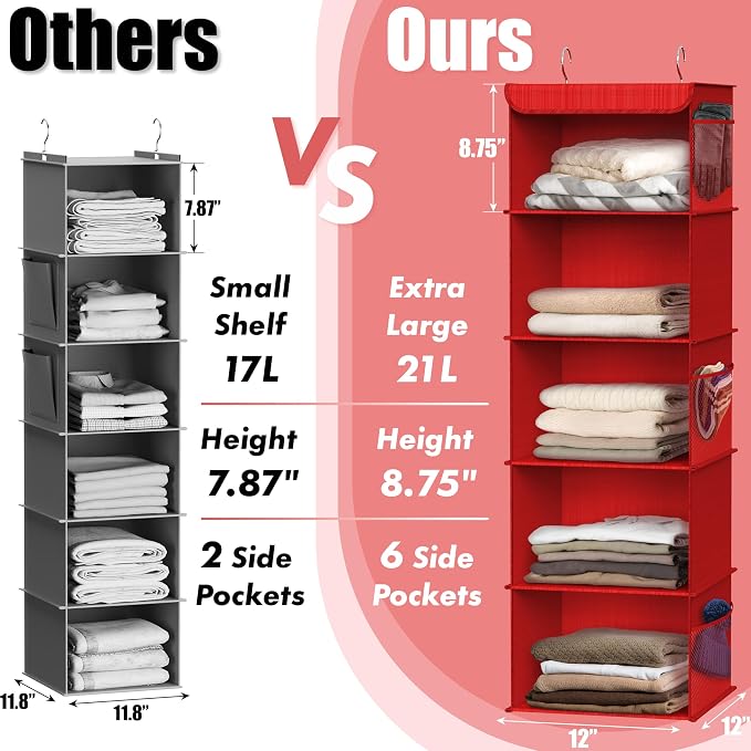 Simple Houseware 5 Shelf Hanging Closet Organizer - Image 4