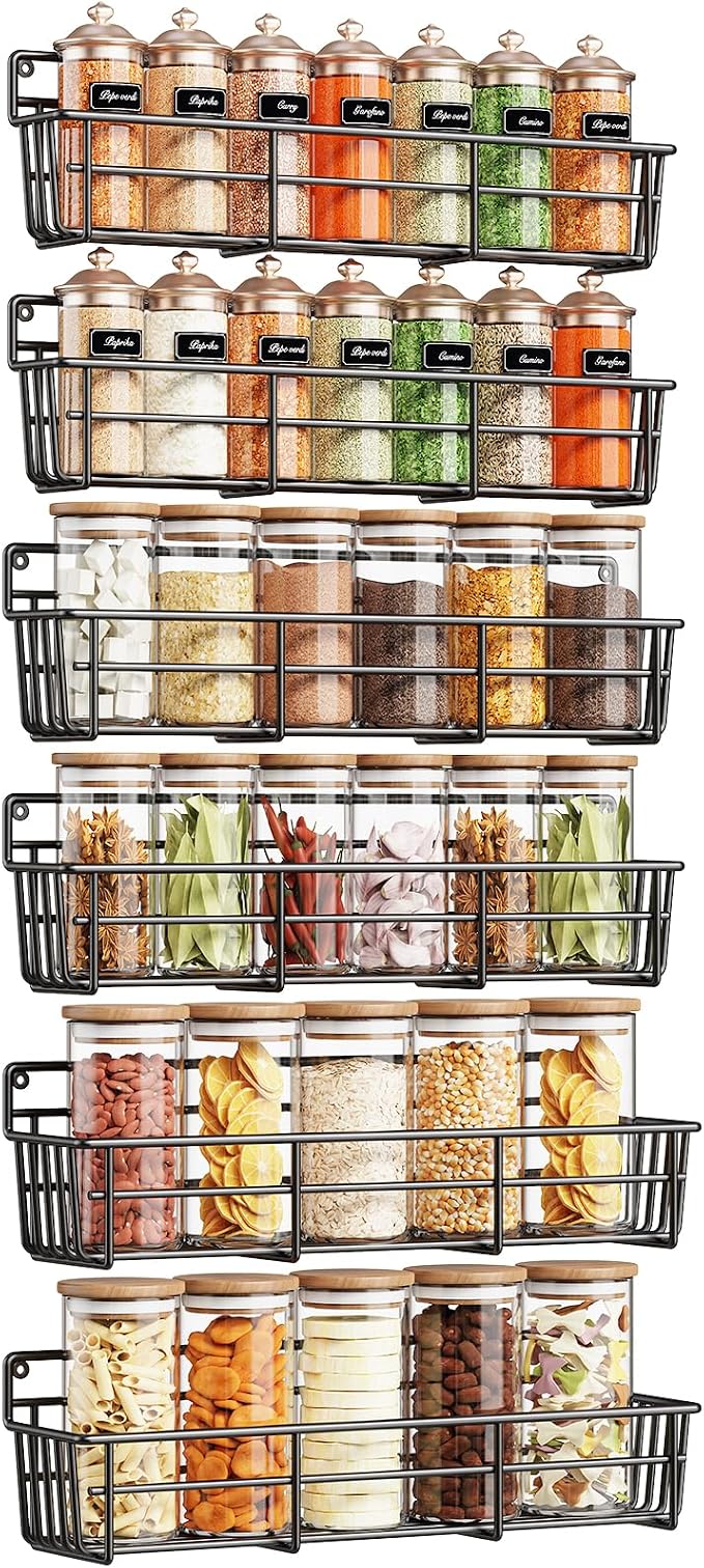 Mystozer Spice Rack wall mounted 6 Pack, Space-Saving Spice Organizer by Mystozer