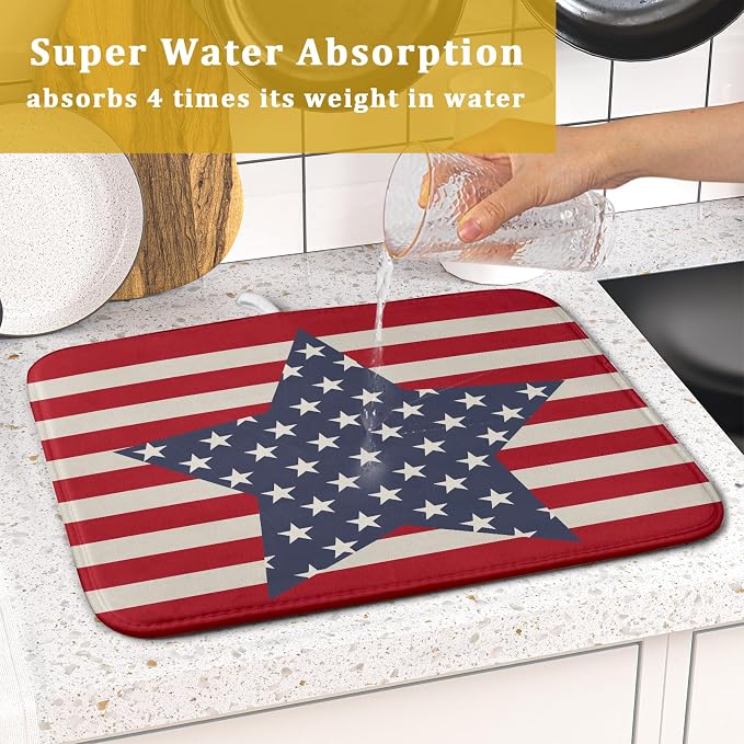 Blue Star Patriotic July of 4th Dish Drying Mat - Image 7