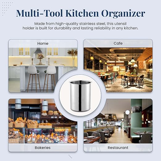 OCS Parts 6.75-Inch Kitchen Utensil Holders | Set of 3 | Stainless Steel - Image 7