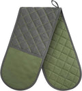 AUAUY Green Double Oven Mitts, 250°C/482°F Heat Resistant BBQ Mittens by AUAUY