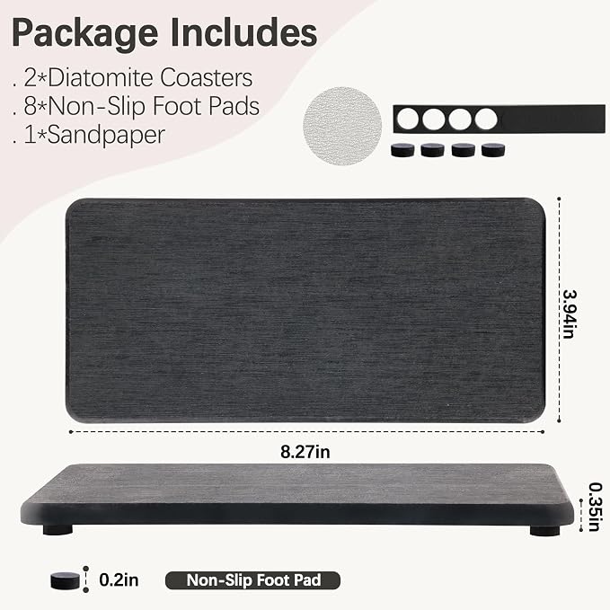 NiuYichee 2 Pcs Water Absorbing Stone Trays, Kitchen/Bathroom Sink Soap Dish - Image 3