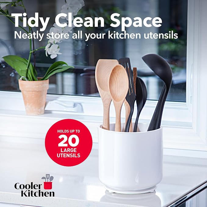 Cooler Kitchen Jumbo XL Rotating White Plastic Utensil Holder Caddy - Image 6