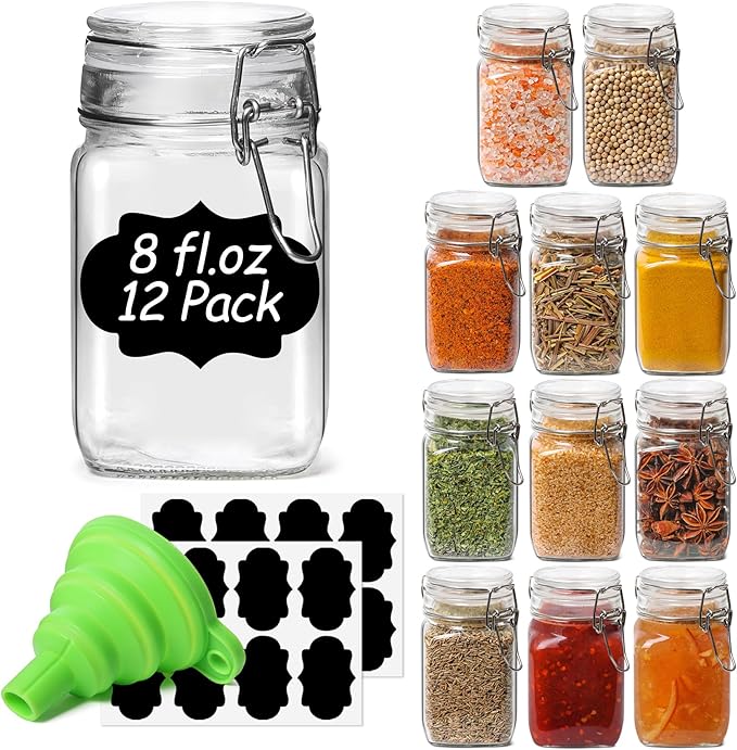 ComSaf Set of 12 Square Glass Jars by ComSaf