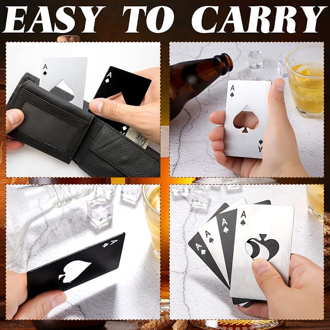 Chumia Poker Card Bottle Openers Stainless Steel Poker Card Beer Ace Bottle Cap - Image 4