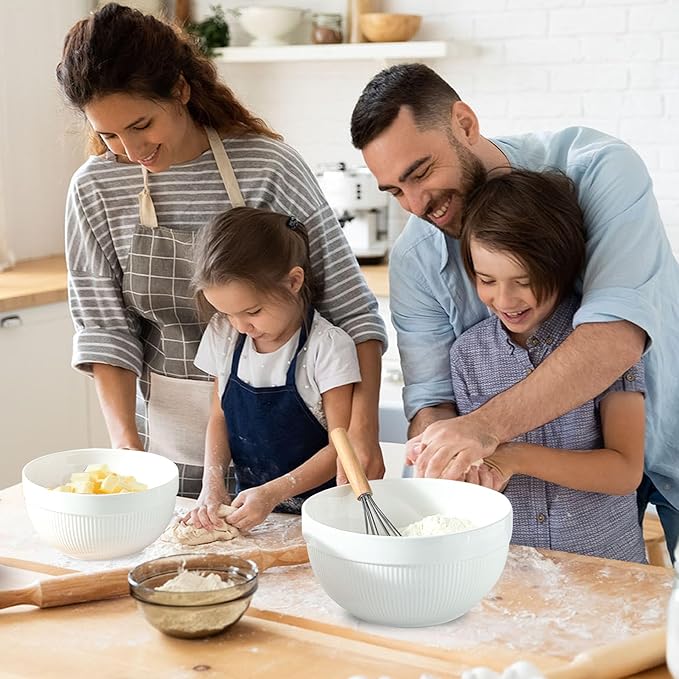 Ceramic Large Mixing Bowls for Kitchen, Dough Bread Making Bowl, 10 inch + 8 - Image 7