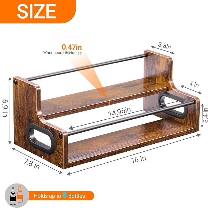 YQBRAO 2-Tier Liquor Bottle Display Shelf, Coffee Syrup Rack Organizer - Image 3