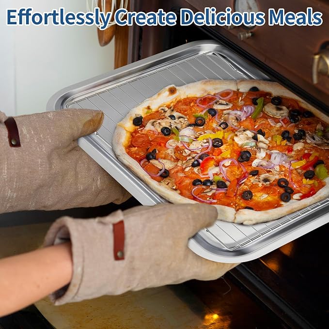 Baking Sheet with Rack Set of 4, Non Toxic & Dishwasher Safe & Easy Clean - Image 7