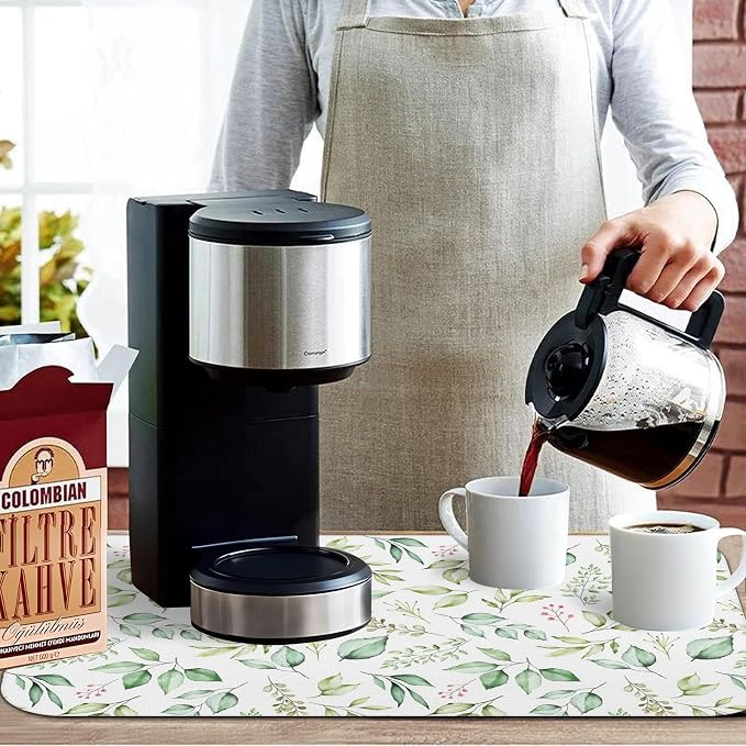 Kitchen Countertop Dish Drying Mat, Super Absorbent Coffee Bar Mat - Image 8