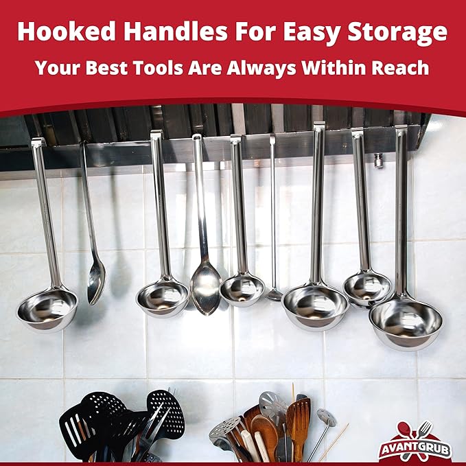 Super Sturdy, Ergonomic 1 Oz. Soup Ladle 3 Pk. Stainless Steel Ladles - Image 7