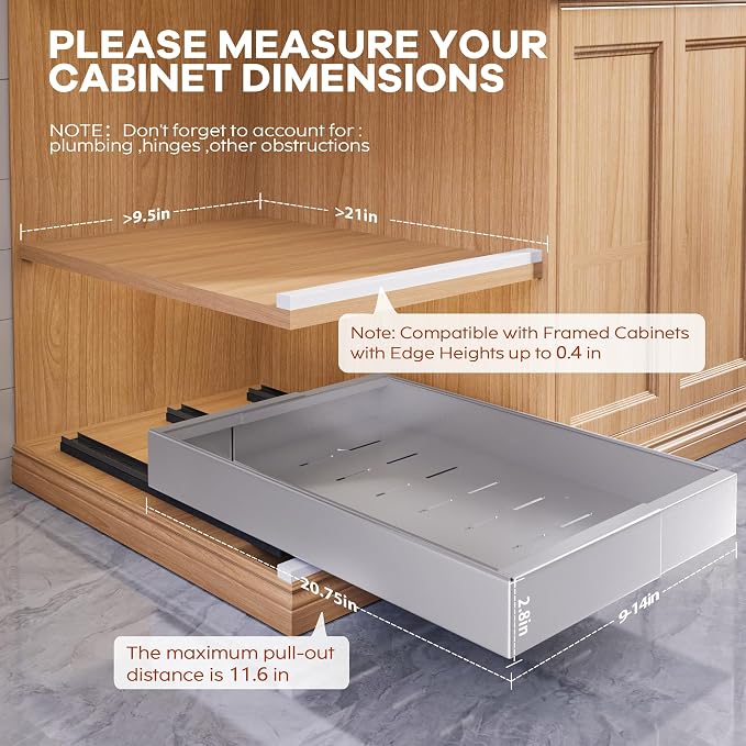 Seinloes 2 Pack Expandable Width Pull Out Cabinet Organizer 21" Deep - Image 2