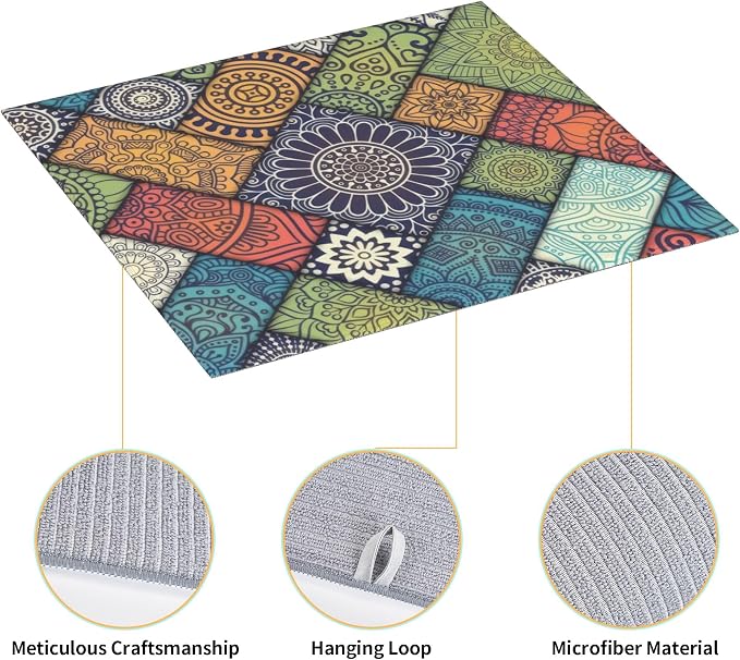 Retro Boho Dish Drying Mat 16x18 Inch, Microfiber Absorbent Fast Dry Mat - Image 3