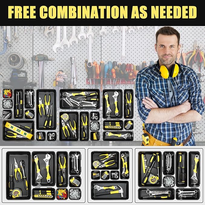 60PCS Tool Box Organizer Tray Divider, More Large Sizes-5 Sizes Desk Drawer - Image 7