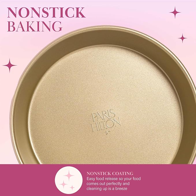 Paris Hilton Nonstick Carbon Steel Bakeware Collection, 9-Inch Round Cake Pan - Image 3