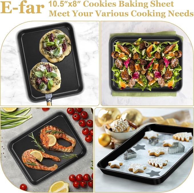 E-far Toaster Oven Tray, 10.5x8x1 Inch Nonstick Baking Cookies Sheet Pan - Image 3