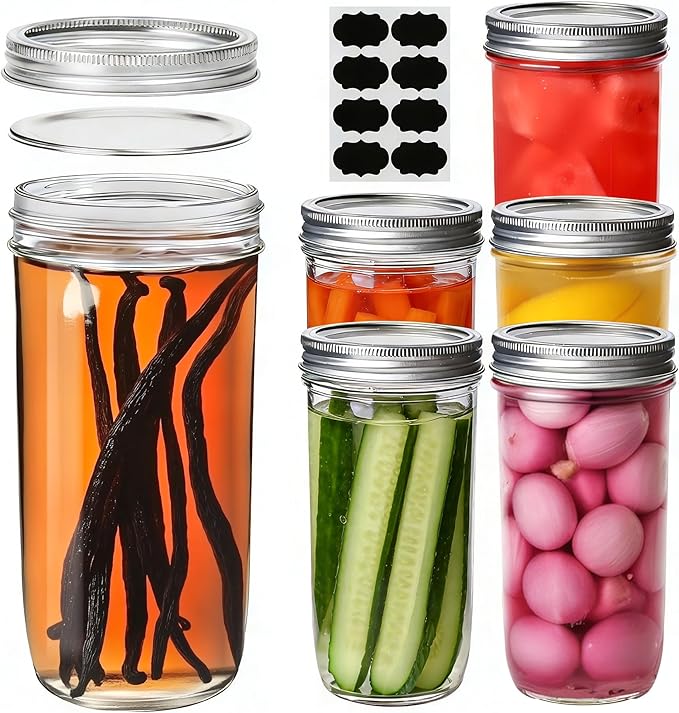 ComSaf 24 oz Mason Jars Wide Mouth 6 Pcs, Large Canning Jars by ComSaf