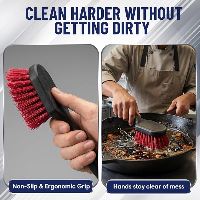 8 Inch Pot & Dish Kitchen Scrub Brush - Image 3