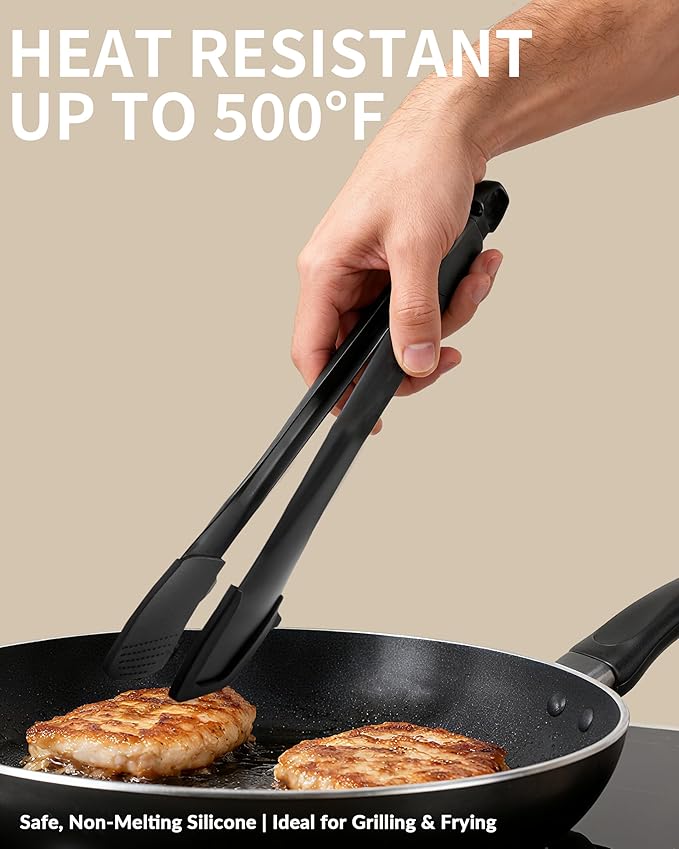 Professional Stainless Steel Kitchen Tongs, Food-Grade Silicone Anti-Slip Design - Image 4