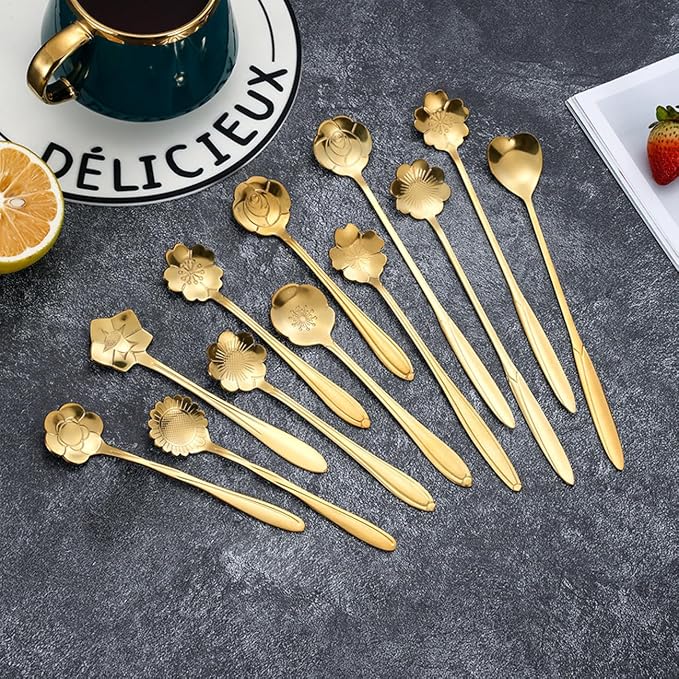 12 Pcs Flower Coffee Tea Spoons Set - Image 6