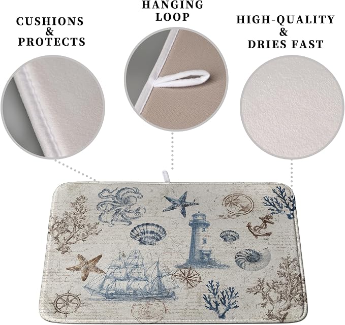 Nautical Coastal Dish Drying Mat - Image 3