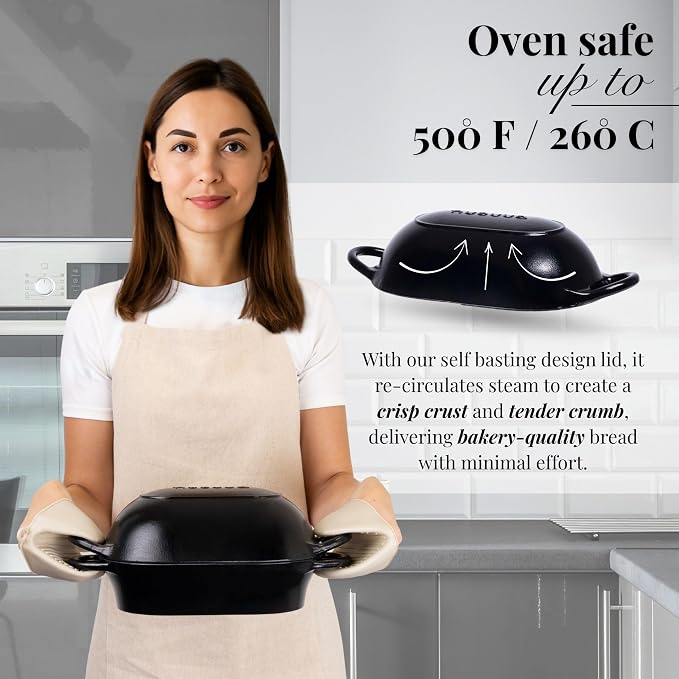 nuovva Dutch Oven For Sourdough Bread Baking – Enamelled Cast Iron Bread Loaf - Image 3