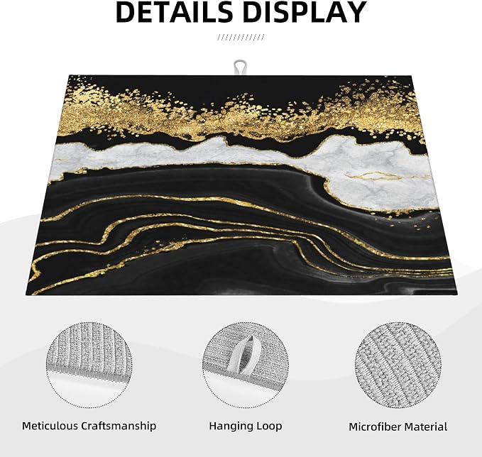 Marble Pattern Dish Drying Mat for Kitchen Counter, Microfiber Dish Mats for - Image 3