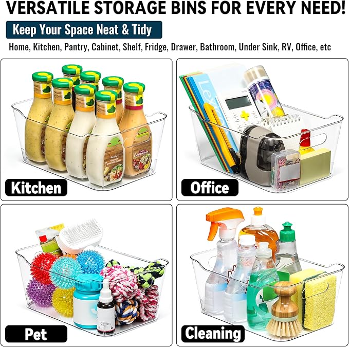 12 PACK Multiuse Clear Plastic Storage Bins - Image 7