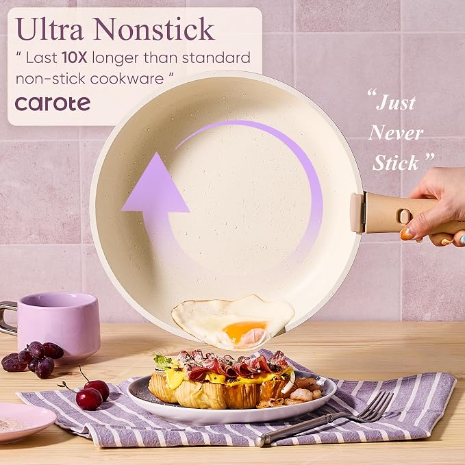 CAROTE Pots and Pans Set Non Stick, Cookware Sets, Oven/Fridge Safe, Space - Image 3